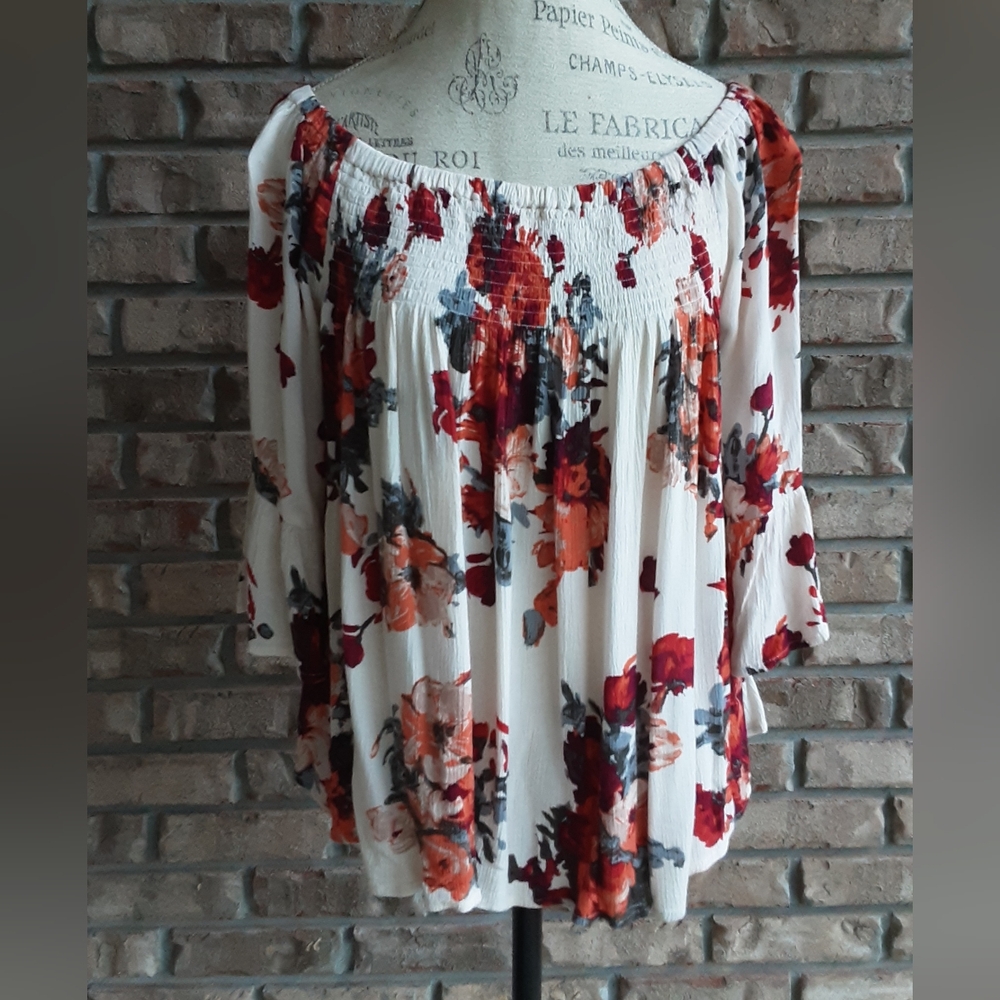 Altar'd State Floral Print Off the Shoulder Boho Top.